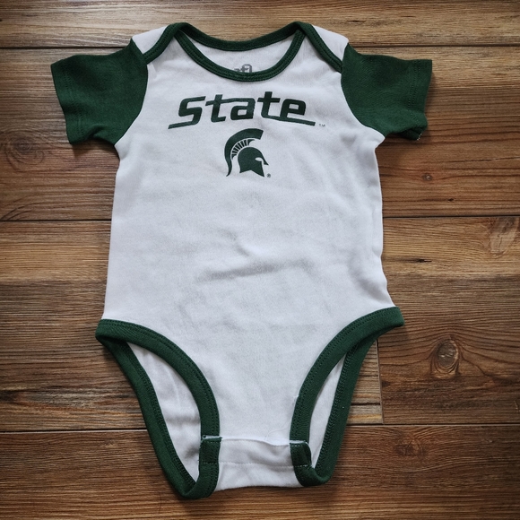 Michigan State Spartans Bodysuit Infants 12 Months Green White One-Piece - Picture 1 of 4